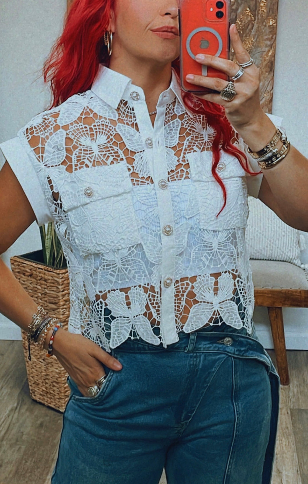 BUTTERFLY CROCHET SHIRT
