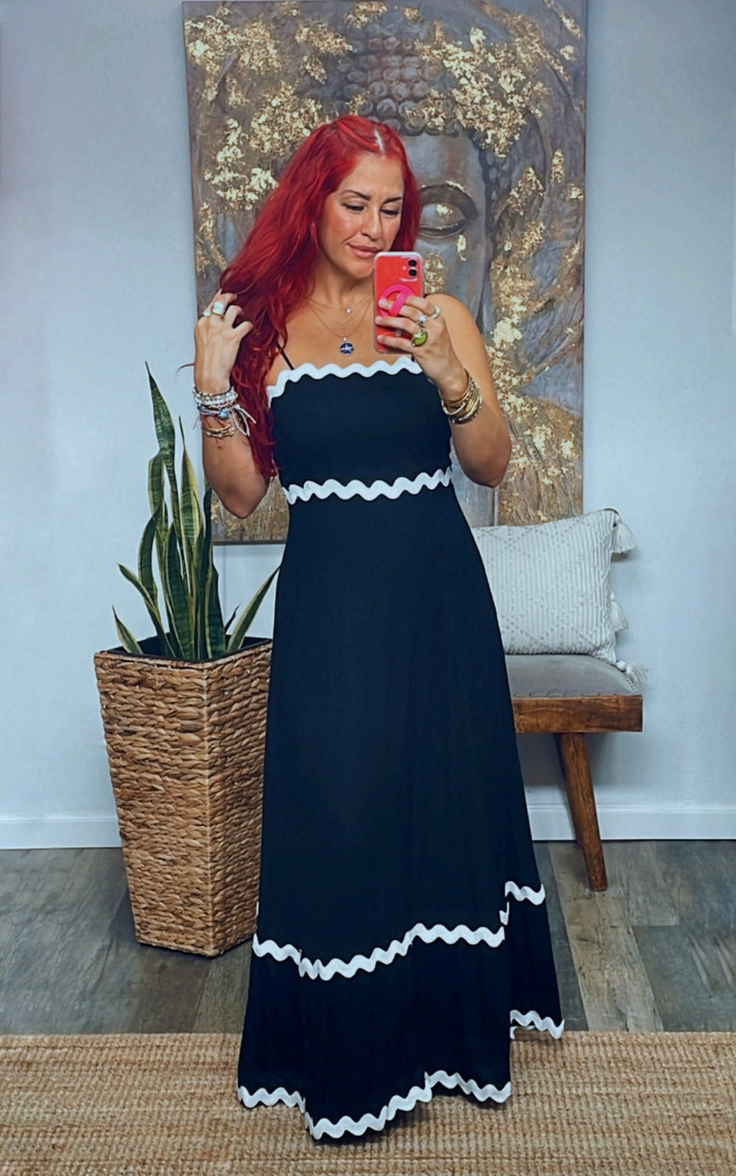 VERA WAVE TRIM MAXI DRESS