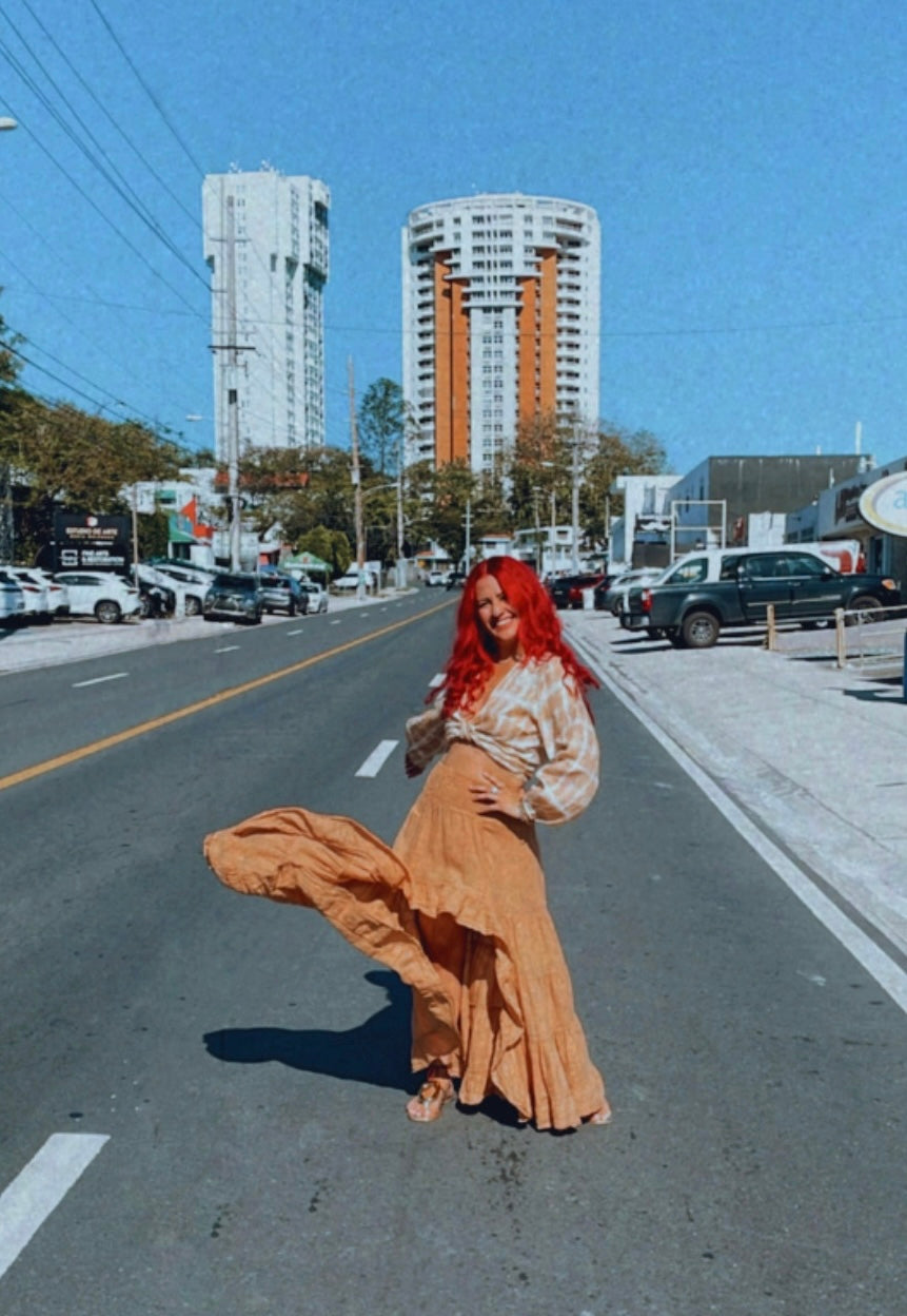 HIGH LOW LINEN SKIRT