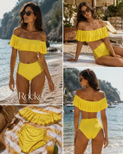 Load image into Gallery viewer, BELLE OFF SHOULDER RUFFLE SWIMSUIT
