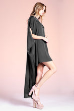 Load image into Gallery viewer, POLY SILK NOTCHED HIGH LOW CAFTAN DRESS
