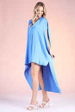 Load image into Gallery viewer, POLY SILK NOTCHED HIGH LOW CAFTAN DRESS
