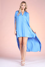 Load image into Gallery viewer, POLY SILK NOTCHED HIGH LOW CAFTAN DRESS
