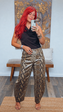 Load image into Gallery viewer, UNTAMED SNAKE PRINT BARREL PANTS
