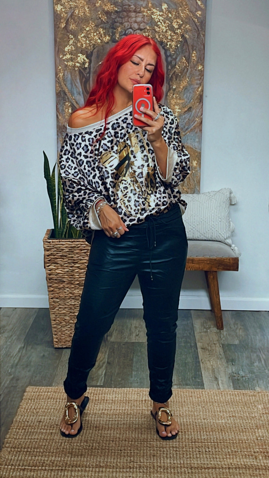 LOVE SATIN ANIMAL PRINT BLOUSE