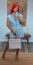Load image into Gallery viewer, MATEO SEQUIN FLOWERS DENIM ROMPER
