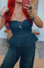Load image into Gallery viewer, KIIARA PEPLUM DENIM TOP
