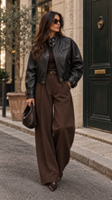Load image into Gallery viewer, WOVEN EDGE LEATHER JACKET
