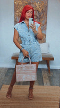 Load image into Gallery viewer, MATEO SEQUIN FLOWERS DENIM ROMPER
