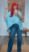 Load image into Gallery viewer, WASHED POLY SILK SURPLICE CAFTAN TOP
