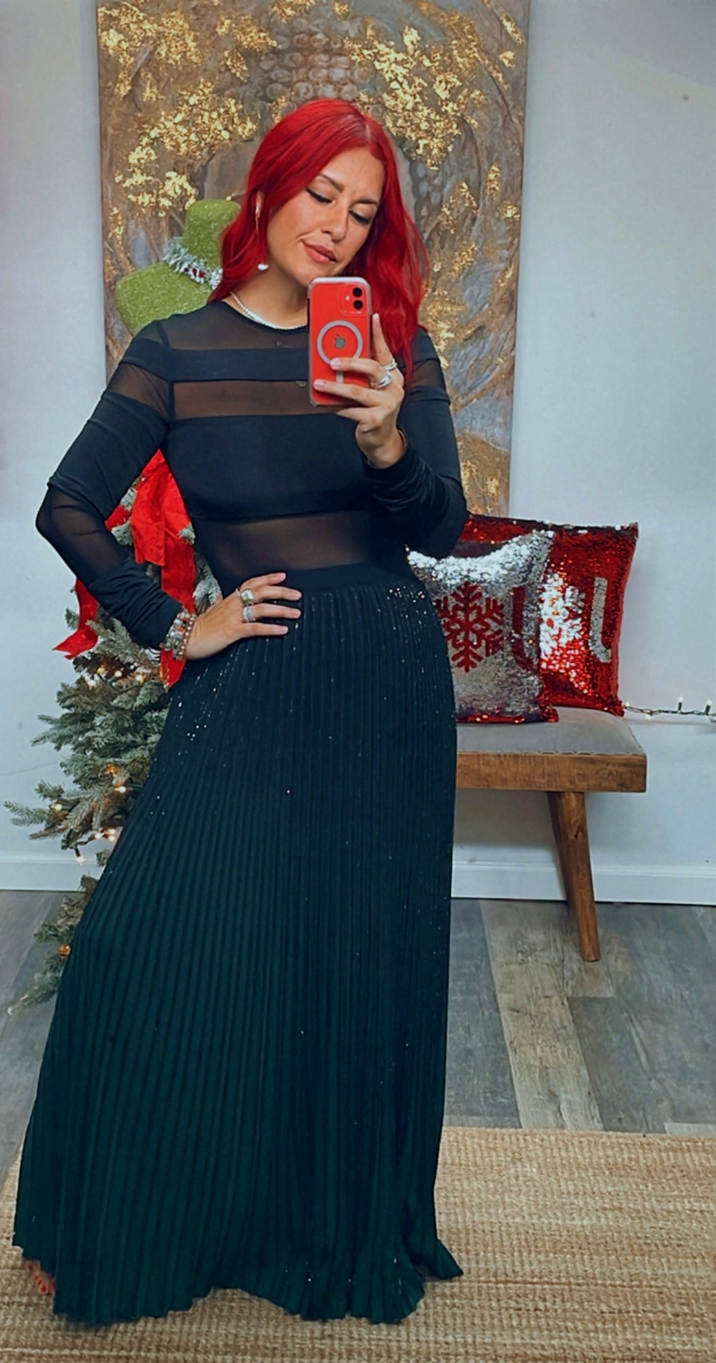 OMBRE PLEATING MAXI SKIRT