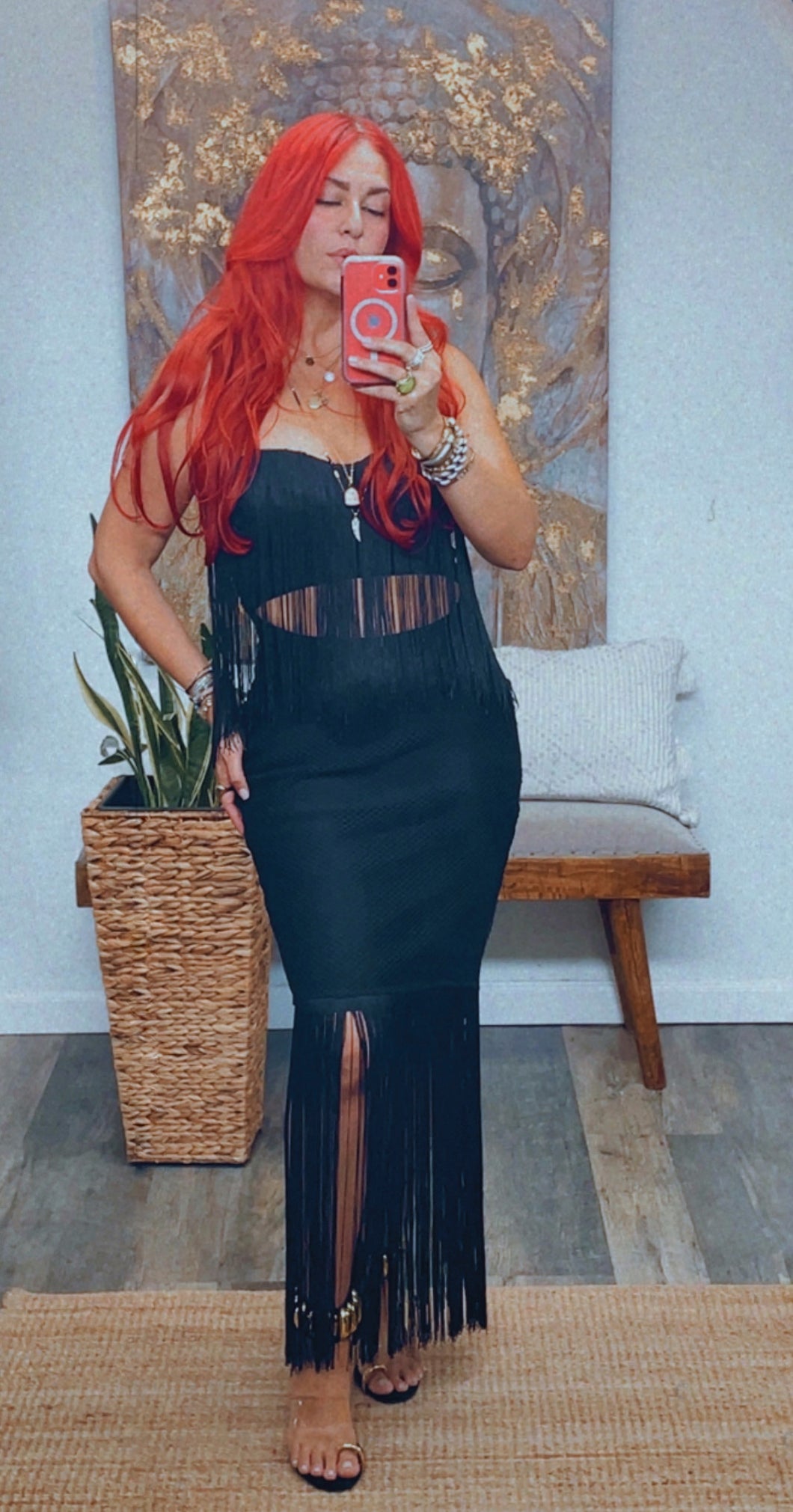 KHLOE FRINGE & NET DRESS