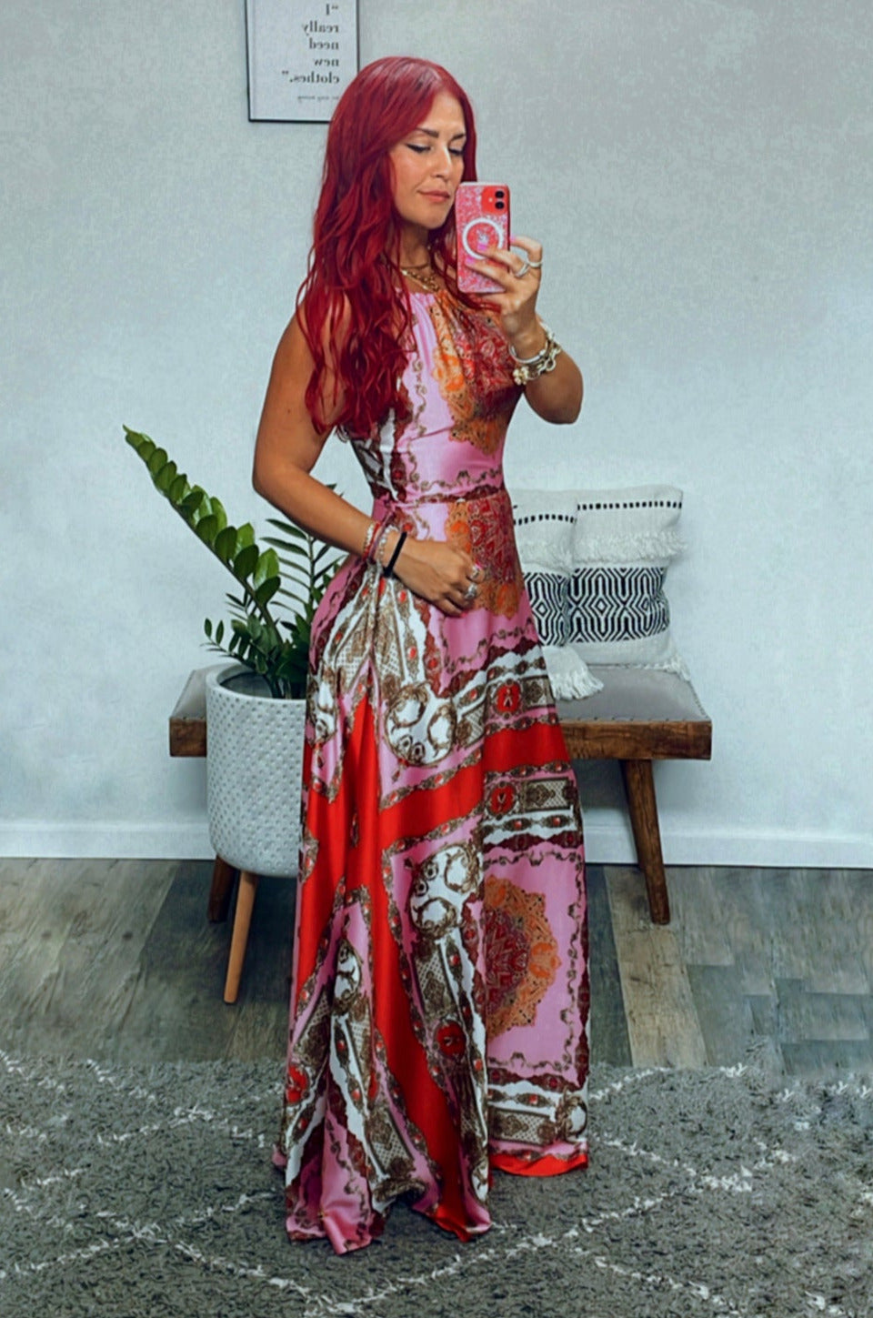 ANGELICA PRINTED HALTER MAXI DRESS