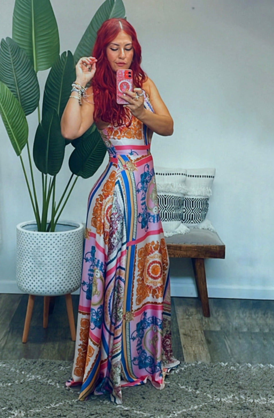 ANGELICA PRINTED HALTER MAXI DRESS