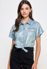 Load image into Gallery viewer, BELISSE METALLIC DENIM TOP
