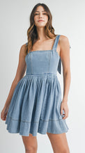 Load image into Gallery viewer, SASA BOW TIE DENIM DRESS
