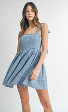 Load image into Gallery viewer, SASA BOW TIE DENIM DRESS
