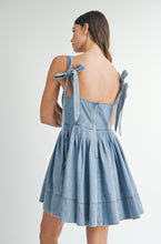 Load image into Gallery viewer, SASA BOW TIE DENIM DRESS
