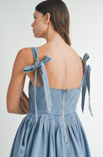 Load image into Gallery viewer, SASA BOW TIE DENIM DRESS
